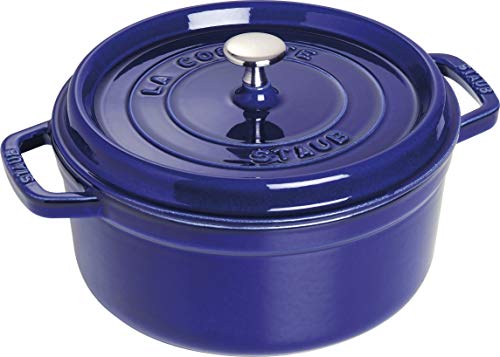 STAUB Cocotte Redonda con Cesta Vapor, Hierro Fundido, Azul, 26 cm