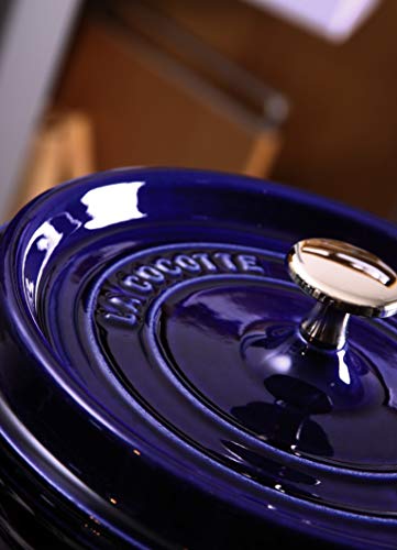 STAUB Cocotte Redonda, Hierro Fundido, Azul Oscuro, 20 cm