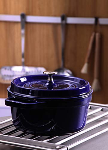 STAUB Cocotte Redonda, Hierro Fundido, Azul Oscuro, 20 cm