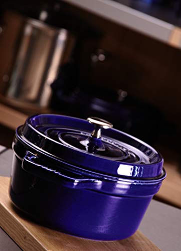 STAUB Cocotte Redonda, Hierro Fundido, Azul Oscuro, 20 cm