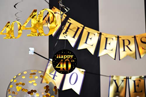 Sterling James Co. Decoraciones de Fiesta de 40 años y Kit de Aniversario – Pancarta Cheers to 40 Years, Globos, serpentinas y Suministros para la Fiesta Confeti.