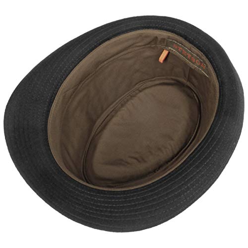 Stetson Benavides Trilby Sombrero Mujer/Hombre - Sombrero de Fieltro de Lana - Fabricado en Italia - Sombrero de Hombre Invierno con Revestimiento de teflón - Otoño/Invierno Negro 58 cm