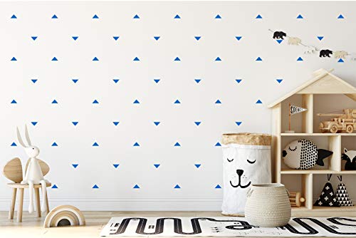 StickerDeen | Gran triángulo isósceles forma de estilo poligonal decoración de la habitación del bebé arte de pared extraíble, pegatinas de vinilo para regalo | (Paquete de 80), azul