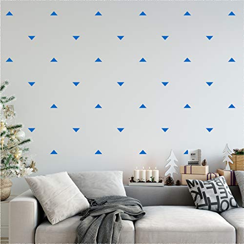 StickerDeen | Gran triángulo isósceles forma de estilo poligonal decoración de la habitación del bebé arte de pared extraíble, pegatinas de vinilo para regalo | (Paquete de 80), azul