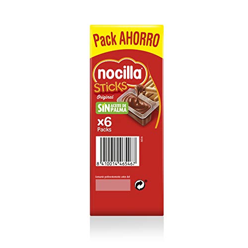 Sticks Nocilla Original -Sin Aceite de Palma- Pack de 6 raciones de 30g