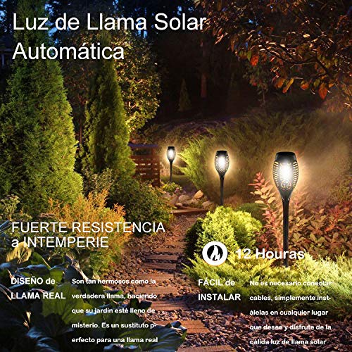 StillCool Luz de Llama Solar con Impermeable IP65, 4 PZS Lámpara Solar Llama de Plástico ABS Sin Conductivo y Auto-sueño/Auto-estela para Jardín Parque Patio y Camino