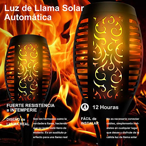 StillCool Luz de Llama Solar con Impermeable IP65, 4 PZS Lámpara Solar Llama de Plástico ABS Sin Conductivo y Auto-sueño/Auto-estela para Jardín Parque Patio y Camino