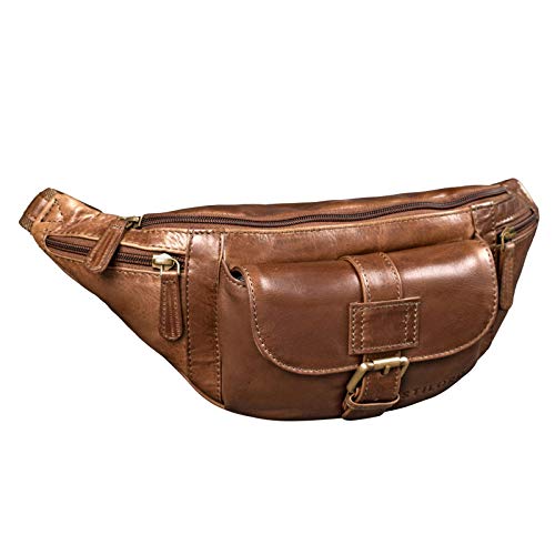 STILORD 'Sam' Riñonera de Piel Vintage Bolso de Cadera cinturón o Cintura de Hombres y Mujeres para Fiesta Festival Deporte Viaje de Cuero auténtico, Color:marrón - Antico