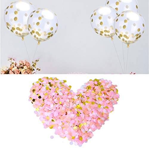 STOBOK 20000 unids 1 cm Romántico Confeti Redondo para Suministros de decoración de Bodas (Rosa + Amarillo Claro + Blanco + Dorado)