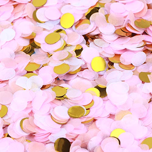 STOBOK 20000 unids 1 cm Romántico Confeti Redondo para Suministros de decoración de Bodas (Rosa + Amarillo Claro + Blanco + Dorado)