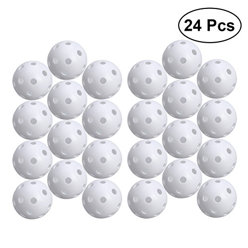 STOBOK 24pcs Bolas de Juego Perforadas Bolas de Deportes de Entrenamiento de práctica de Golf Huecas (Blanco)