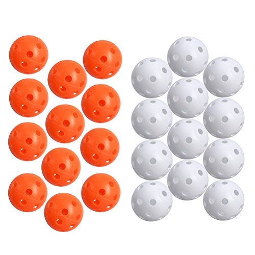 STOBOK 24pcs Bolas de Juego Perforadas Bolas de Deportes de Entrenamiento de práctica de Golf Huecas (Blanco)