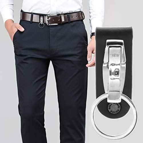 STOBOK Cinturón de cuero para hombre Llavero Protección del color para hombre Cintura Cinturón Bucle Llave del llavero Cadena Chapado Colgante Asiento de cuero inoxidable Llavero