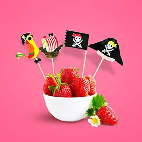 STOBOK Piratas Pastel Topper Cupcake Picks Toppers Decoración Torta Pirata de Toppers, para Cumpleaños de Niños, Halloween, Fondos de Fotos y Accesorios - 48 Piezas