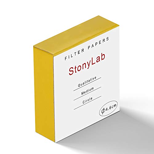 stonylab Círculos de Papel de Filtro Cualitativo, Papel de Filtro de Celulosa de 46mm de Diámetro con Velocidad de Filtración Media de Retención de Partículas de 20 Micrones, Paquete de 100