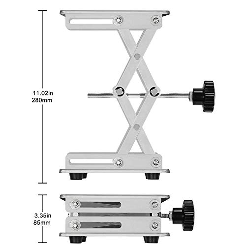 stonylab Mesa Elevadora de Tijera, 200 x 200mm Acero Inoxidable Plataforma Elevadora de Tijera Jack De Laboratorio, Rango de Altura de Elevación Expandible de 85mm a 280mm, Peso de Soporte 15 KG