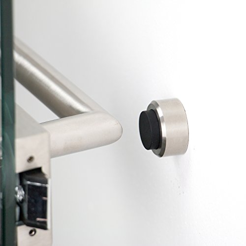 Stoppwerk Topes para puertas de acero inoxidable con goma TS010 - Material de instalación para pared incluido - Tope puerta