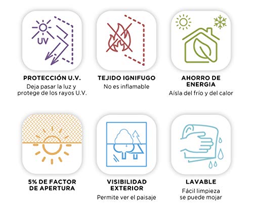 STORESDECO - Estor Screen, Estor Enrollable con Tejido Técnico para Puertas y Ventanas (100 cm x 180 cm, Blanco) | Estor Enrollable Aislante Térmico, Translúcido, Tamiza la Luz y Aporta Privacidad