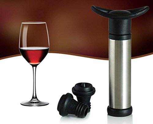 STRIR Vacuum Wine Saver Bomba de vacío de Acero Inoxidablecon 2 tapones para botellas