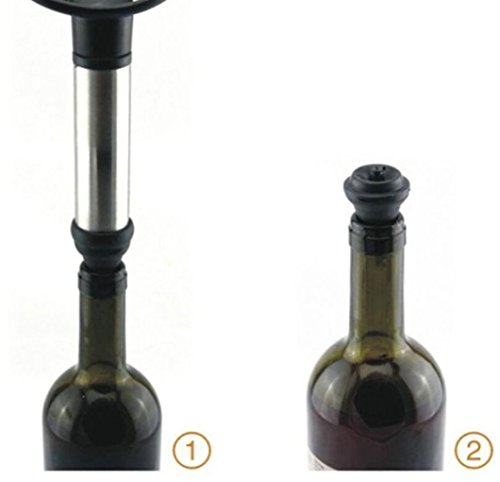 STRIR Vacuum Wine Saver Bomba de vacío de Acero Inoxidablecon 2 tapones para botellas