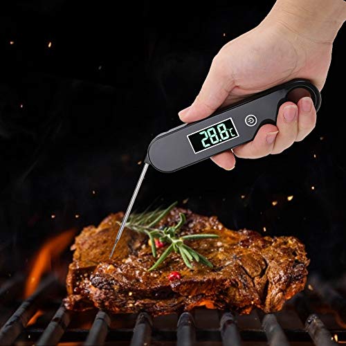 stronerliou Termómetro de Alimentos con sonda Plegable Impermeable, Pantalla Digital, termómetro de Carne para Parrilla de Barbacoa, Herramientas de Cocina