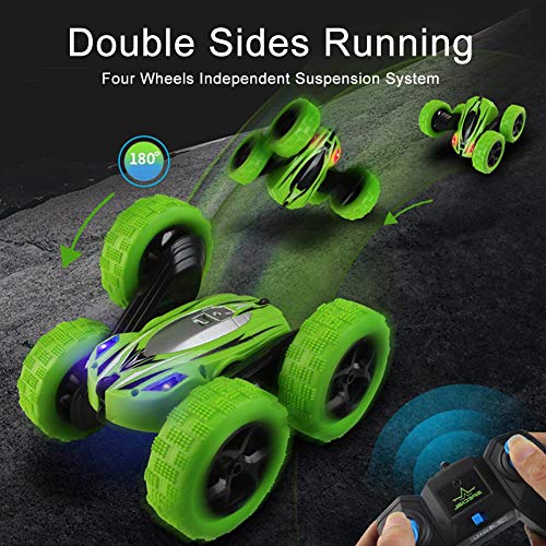 Stunt Coche Teledirigido Anfibio Coche de Control Remoto 2.4GHz Stunt RC Juguetes Radio Control Remoto de Coche Carrera Rotación 360° Doble Lado Flexibles para Niños/Adultos Baterías Incluidas