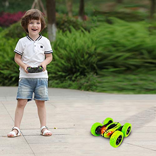 Stunt Coche Teledirigido Anfibio Coche de Control Remoto 2.4GHz Stunt RC Juguetes Radio Control Remoto de Coche Carrera Rotación 360° Doble Lado Flexibles para Niños/Adultos Baterías Incluidas