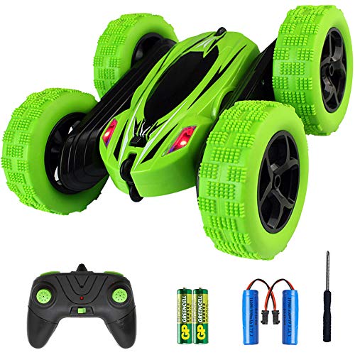 Stunt Coche Teledirigido Anfibio Coche de Control Remoto 2.4GHz Stunt RC Juguetes Radio Control Remoto de Coche Carrera Rotación 360° Doble Lado Flexibles para Niños/Adultos Baterías Incluidas