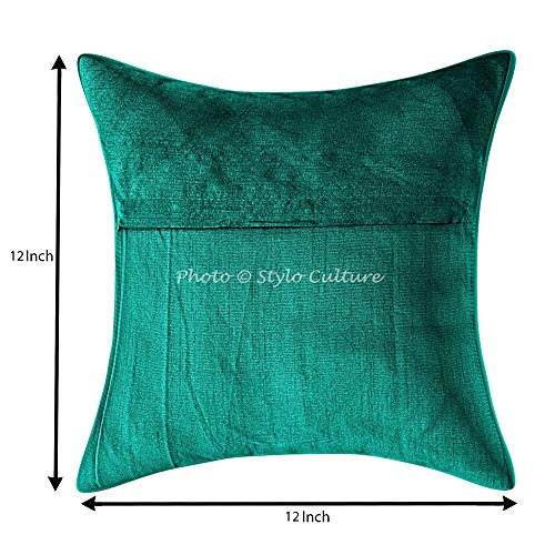 Stylo Culture Indio Brocado Almohadones para Sofa 30x30 cm 30x30 cm Verde Tradicional Étnico Brocado Jacquard Elefante 12 x 12Inch Pavo Real Cuadrado Fundas De Almohada Conjunto De 2