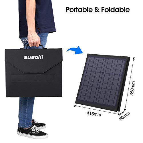 SUAOKI 80W Panel Solar portátil con Carga Rápida 3.0 USB-C 45W PD Salida, Cargador Solar Plegable, Panel Solar monocristalino para Generador Solar de SUAOKI