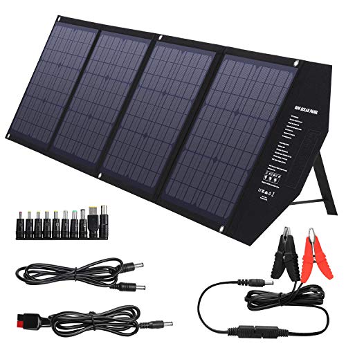 SUAOKI 80W Panel Solar portátil con Carga Rápida 3.0 USB-C 45W PD Salida, Cargador Solar Plegable, Panel Solar monocristalino para Generador Solar de SUAOKI