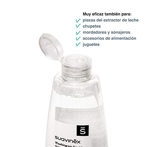 Suavinex Detergente para Biberones y Tetinas con 82% de Ingredientes de Origen Natural. sin Alcohol y sin Colorantes, Pack de 3x500ml Total:1500ml (Versión Española)