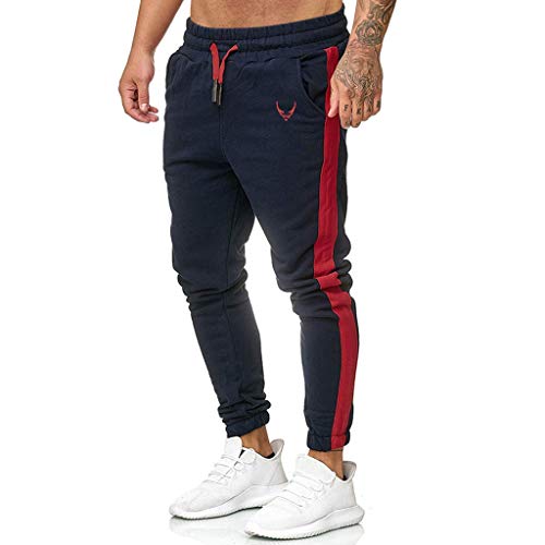 Subfamily Pantalón Deportivo Casual para Hombre, Moda Casual Deportes Al Aire Libre Correr Cordón Imprimir Pantalones Largos Armada M