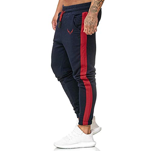 Subfamily Pantalón Deportivo Casual para Hombre, Moda Casual Deportes Al Aire Libre Correr Cordón Imprimir Pantalones Largos Armada M