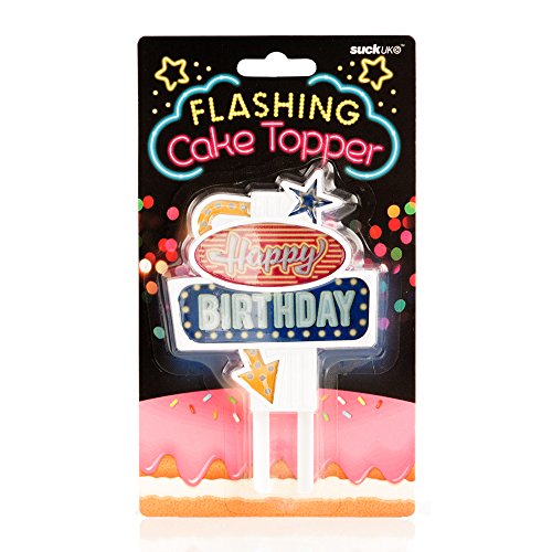SUCK UK SK Flash HB1 - Cartel Luminoso para Tarta de cumpleaños, Color Multicolores