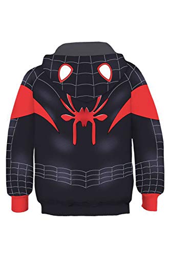 sudadera con capucha Camisa de entrenamiento Imprimir almohadas chaqueta Desgastar camisa de jersey Sudaderas con capucha Jumper Kaputzen pequeño Negroe araña Miles Morales Negro Niños chicos XS