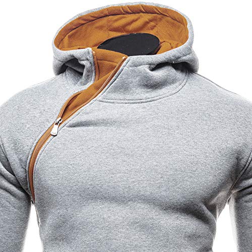 Sudadera con capucha, De los hombres de media cremallera con capucha de cuello diagonal de contraste suéter con capucha superior sudadera