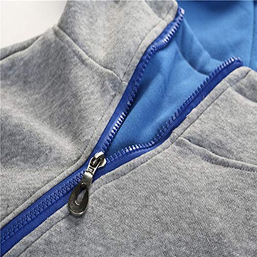 Sudadera con capucha, De los hombres de media cremallera con capucha de cuello diagonal de contraste suéter con capucha superior sudadera