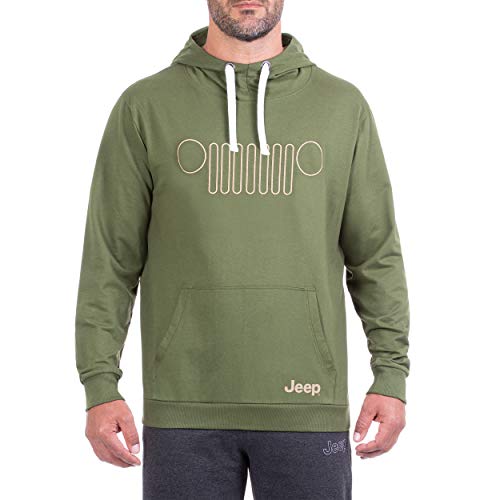 Sudadera con capucha ligera para hombre con estampado calandra bordada J20S Military/Almond XL