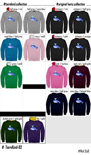 Sudadera con capucha para niños de Hariz, con diseño de ballena, animales dulces y zoo Plus, tarjeta de regalo Azul marino/azul cielo Tamaño de la cintura:90 cm