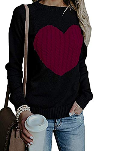 Sudadera de Mujer Básica Knit Love Suéter Moda O-Cuello Otoño Invierno de Gran tamaño Chaqueta de Deporte de los Deportes Manga Larga Irregular Jerséis riou