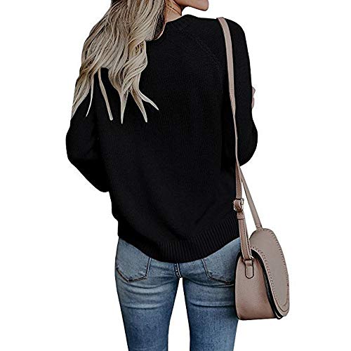 Sudadera de Mujer Básica Knit Love Suéter Moda O-Cuello Otoño Invierno de Gran tamaño Chaqueta de Deporte de los Deportes Manga Larga Irregular Jerséis riou