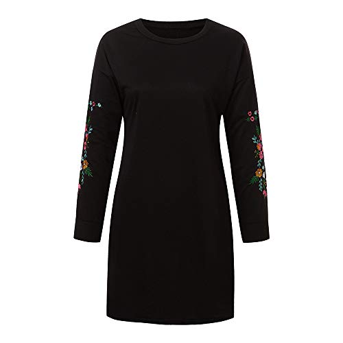 Sudaderas para Mujer Sin Capucha Invierno Pullover,PAOLIAN Vestido Mujer Cortos Fiesta Sexy Estampado Floral Otoño Tallas Grandes Jerséis Camisetas Largas Manga Largas Elegantes (XXL, Negro)