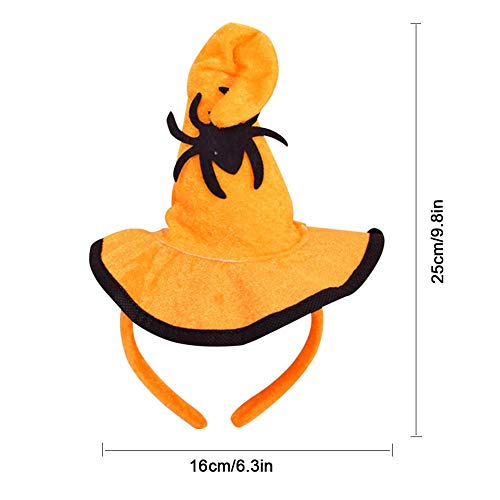 Sue-Supply Diadema De Halloween Sombrero De Calabaza Diadema De Naranja Sombrero De Bruja Universal Banda para El Cabello Cosplay Tocado para Niños Adultos Decoración De Fiesta