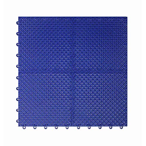 Suelo flotante plastico para jardín exterior deportes Baloncesto Piscina 25x25x1.25cm 16 piezas / 1m2 - suelo plastico rejilla (Baldosas 25x25cm 16 piezas/1m2 azul)