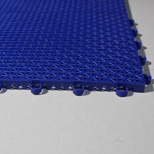 Suelo flotante plastico para jardín exterior deportes Baloncesto Piscina 25x25x1.25cm 16 piezas / 1m2 - suelo plastico rejilla (Baldosas 25x25cm 16 piezas/1m2 azul)