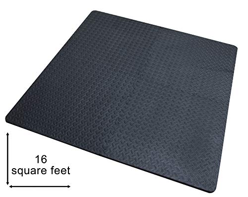 Suelo goma eva; 4 Piezas y 8 Bordes; Grosor de 2cm; 61,5 x 61,5cm; suelo gimnasio – Más gruesas y grandes que las baldosas habituales, para Gym, Tatami Puzzle.