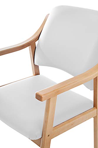 SUENOSZZZ-ESPECIALISTAS DEL DESCANSO Sillón Butaca con Brazos de Madera, Sillón Tapizado Color Blanco, Sillas de Comedor, Sillas Geriatricas