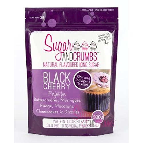 Sugar and Crumbs Azúcar y Migas 500 g Negro Cereza Natural Sabor glaseado azúcar lácteos y sin Gluten