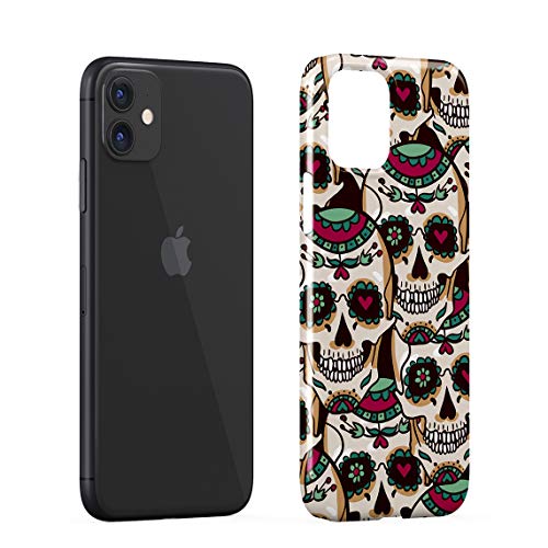 Sugar Candy Mexican Skull Ornaments Pattern Hard Thin Plastic Phone Case Cover For iPhone 11